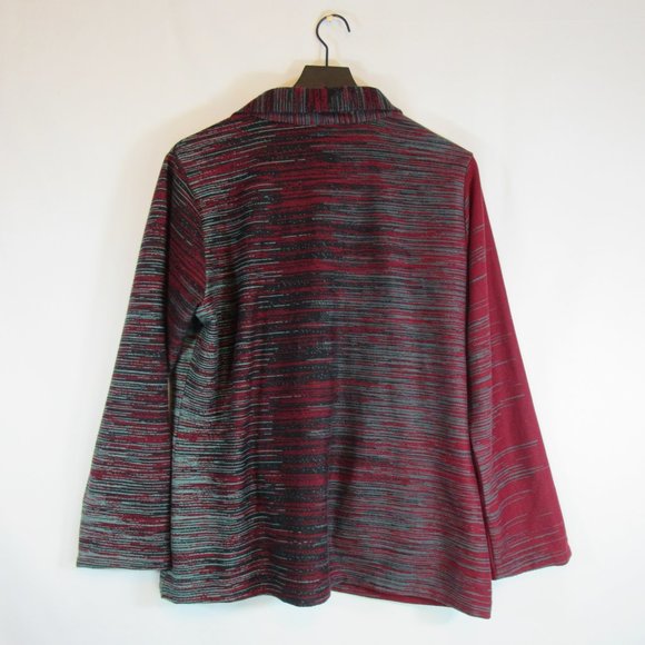 Parsley & Sage Red Gray Button Front Sweater Coat - Picture 7 of 7
